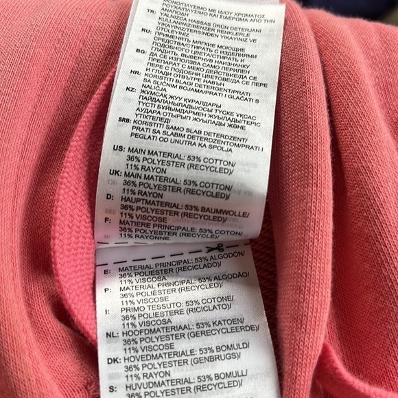 ADIDAS Women’s Giant Logo Hoodie Graphic Sweatshirt Pink White M - Picture 12 of 16